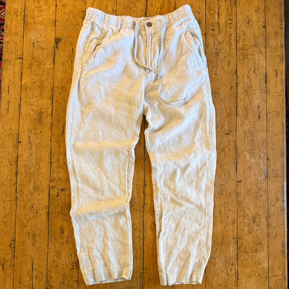 Tasso Elba Cream Linen Pants